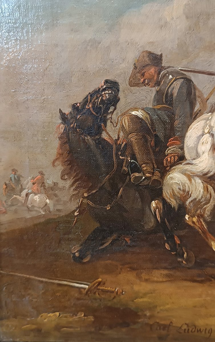 DIPINTO CON SCENA DI BATTAGLIA FINE DEL XVIII SECOLO -photo-2