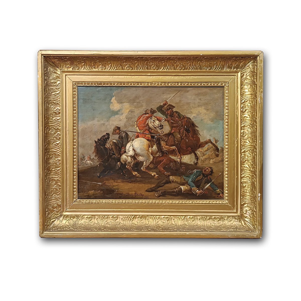 DIPINTO CON SCENA DI BATTAGLIA FINE DEL XVIII SECOLO 