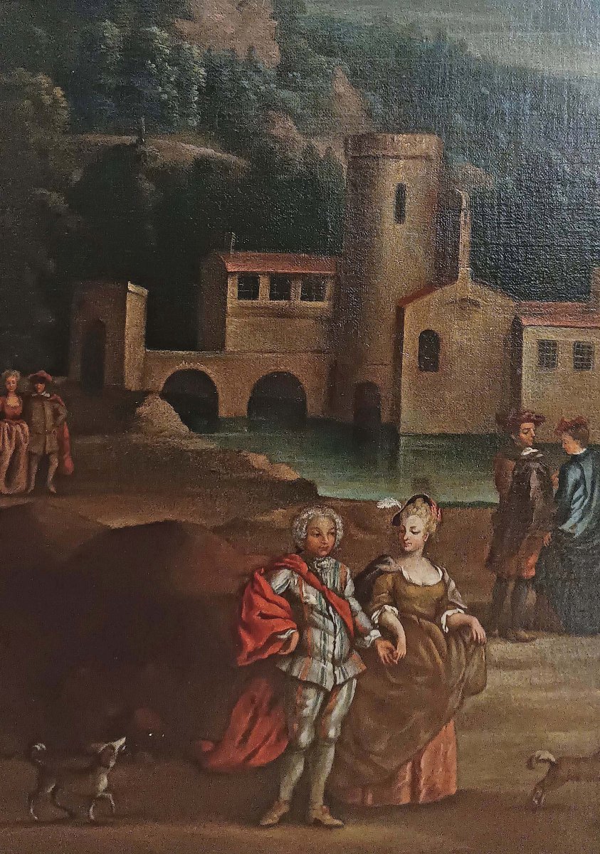 DIPINTO PAESAGGIO CON FIGURE FINE XVIII SECOLO -photo-4