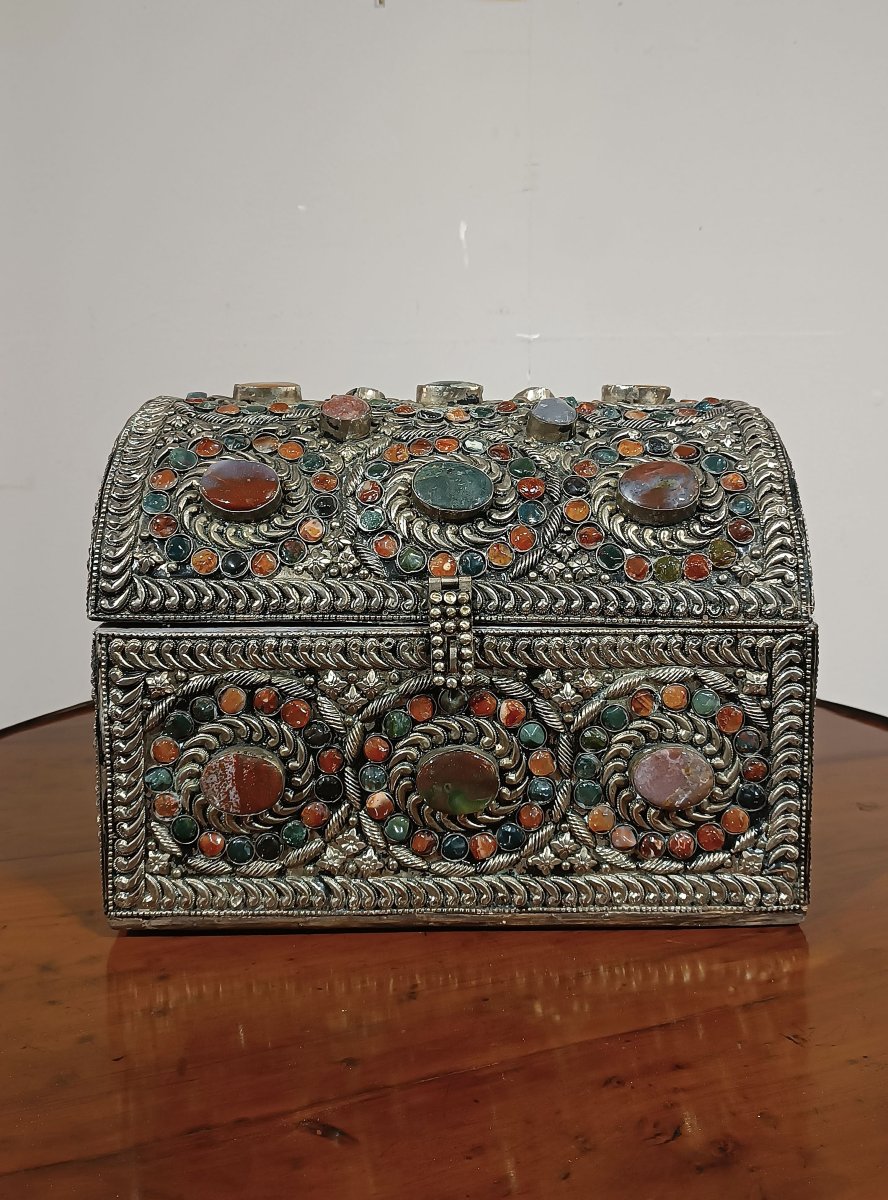 BAULETTO PORTAGIOIE CON PIETRE DURE XIX SECOLO-photo-3