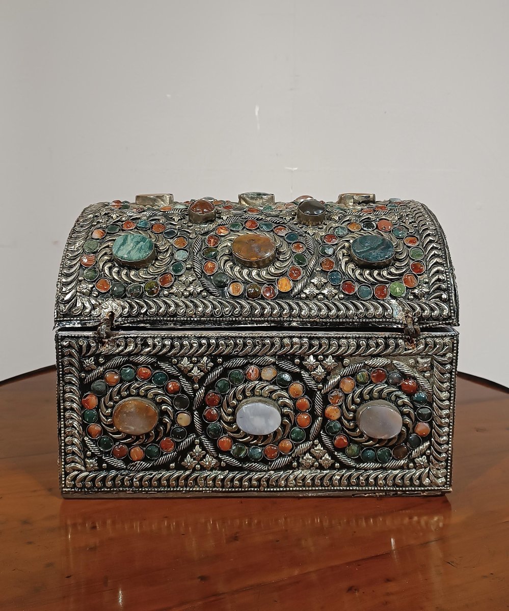 BAULETTO PORTAGIOIE CON PIETRE DURE XIX SECOLO-photo-1