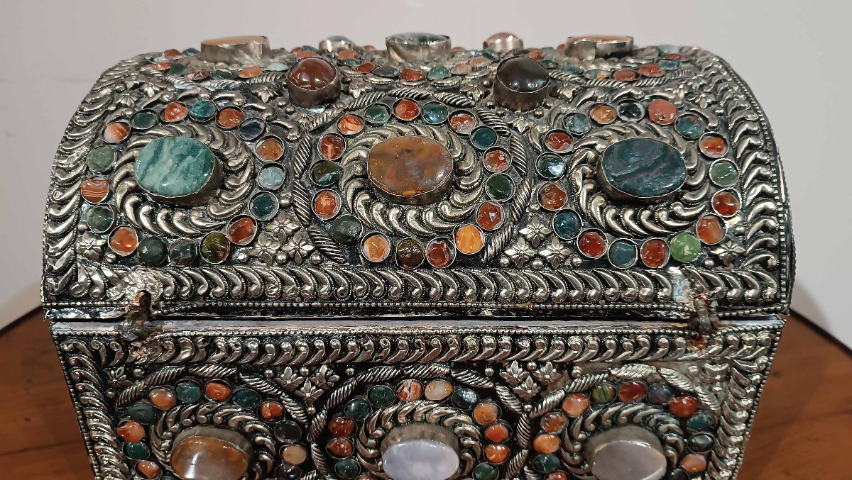 BAULETTO PORTAGIOIE CON PIETRE DURE XIX SECOLO-photo-2