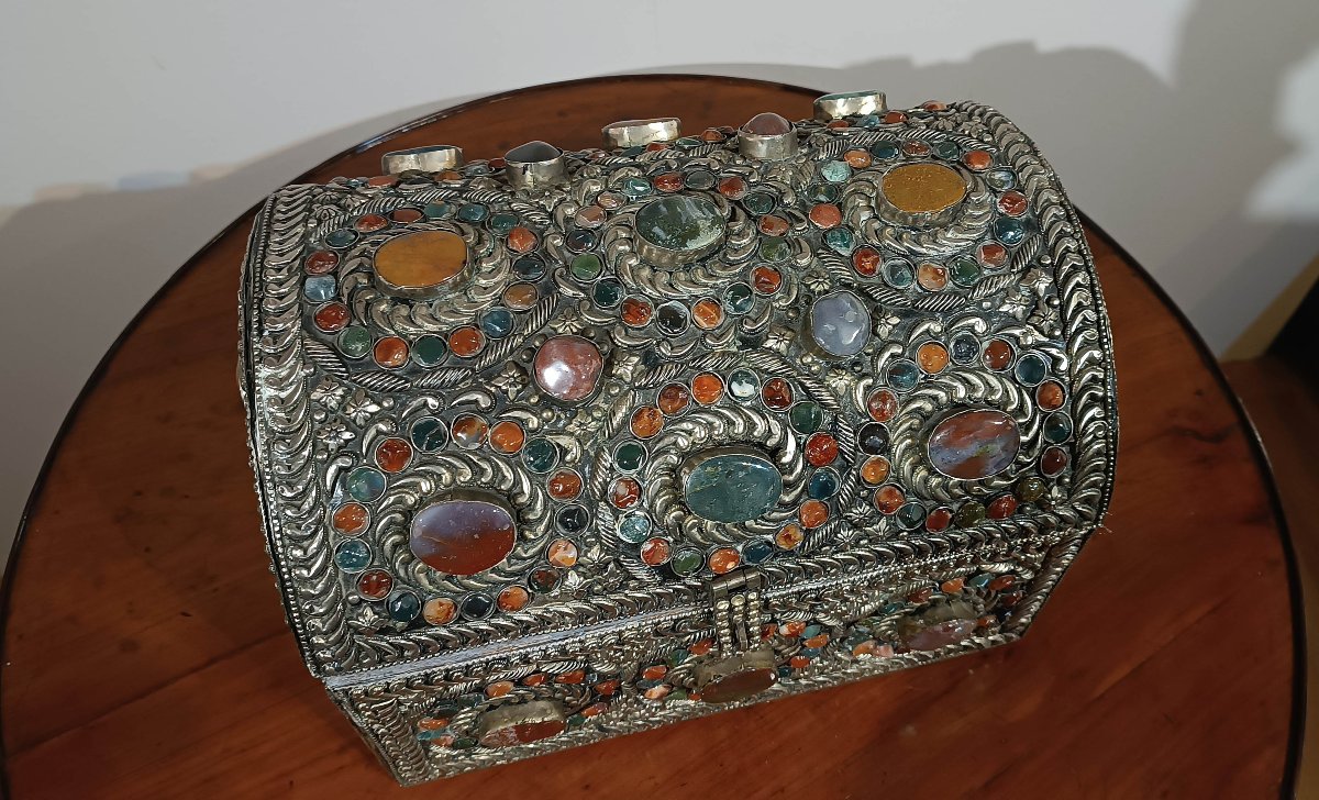 BAULETTO PORTAGIOIE CON PIETRE DURE XIX SECOLO-photo-4