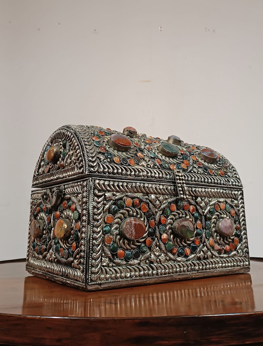 BAULETTO PORTAGIOIE CON PIETRE DURE XIX SECOLO-photo-6