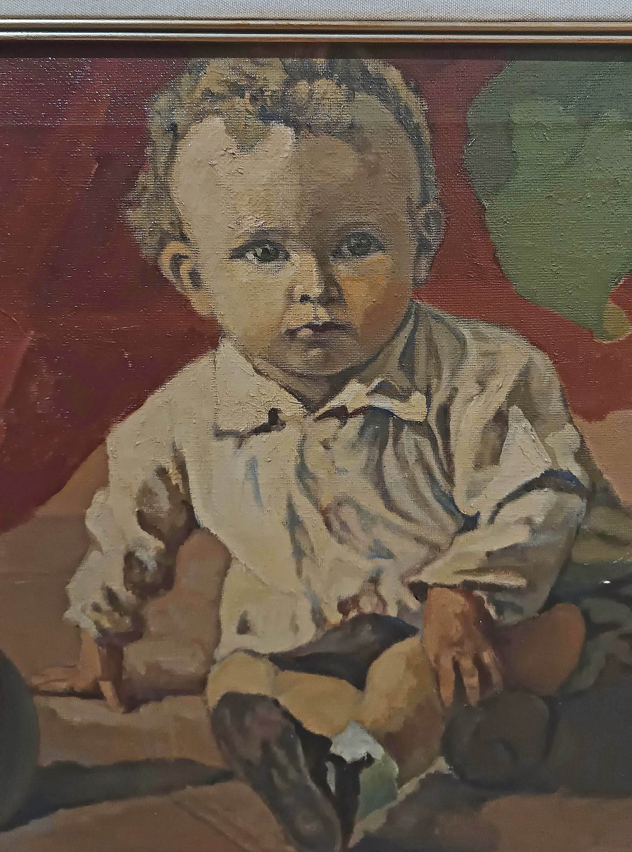 DIPINTO CON BAMBINO DI NATALE BENCINI PRIMA META’ XX SECOLO-photo-3