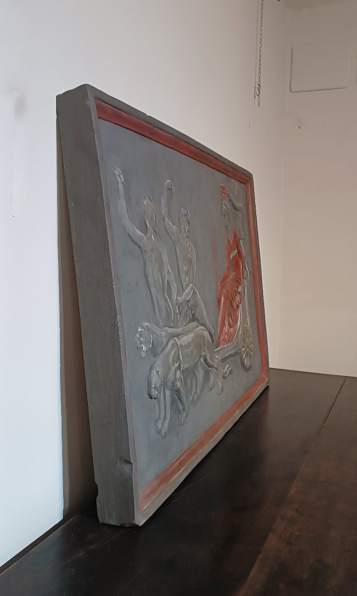 BASSORILIEVO IN STUCCO CON TRIONFO DI ARIANNA XVIII SECOLO-photo-4
