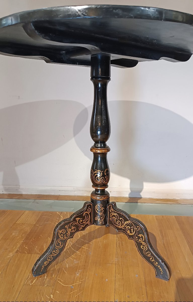 TAVOLINO EBANIZZATO DI STILE ORIENTALE CON TARSIE PRIMO XIX SECOLO-photo-4