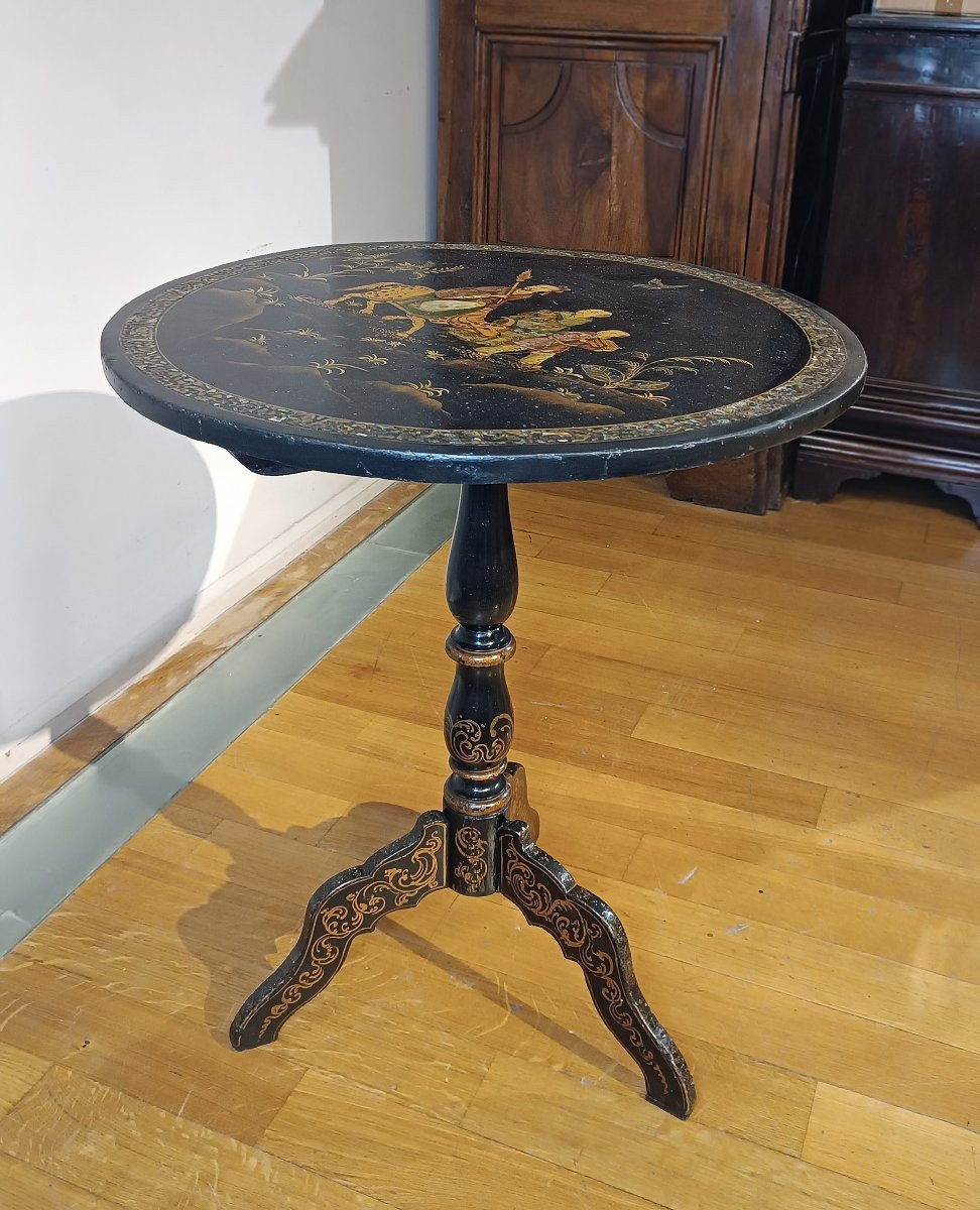 TAVOLINO EBANIZZATO DI STILE ORIENTALE CON TARSIE PRIMO XIX SECOLO-photo-6