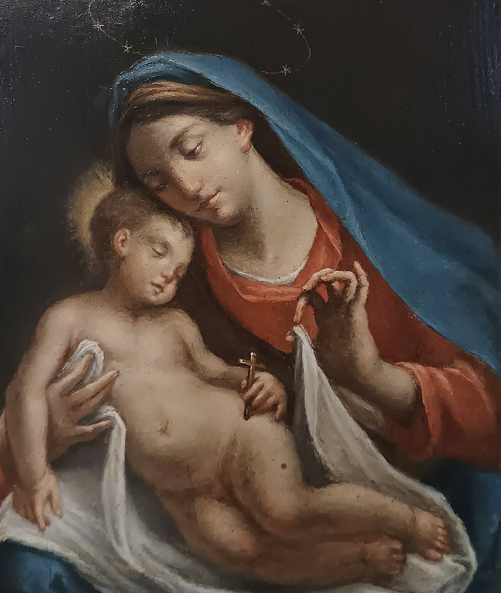 DIPINTO CON MADONNA E BAMBINO FINE XVIII SECOLO -photo-3