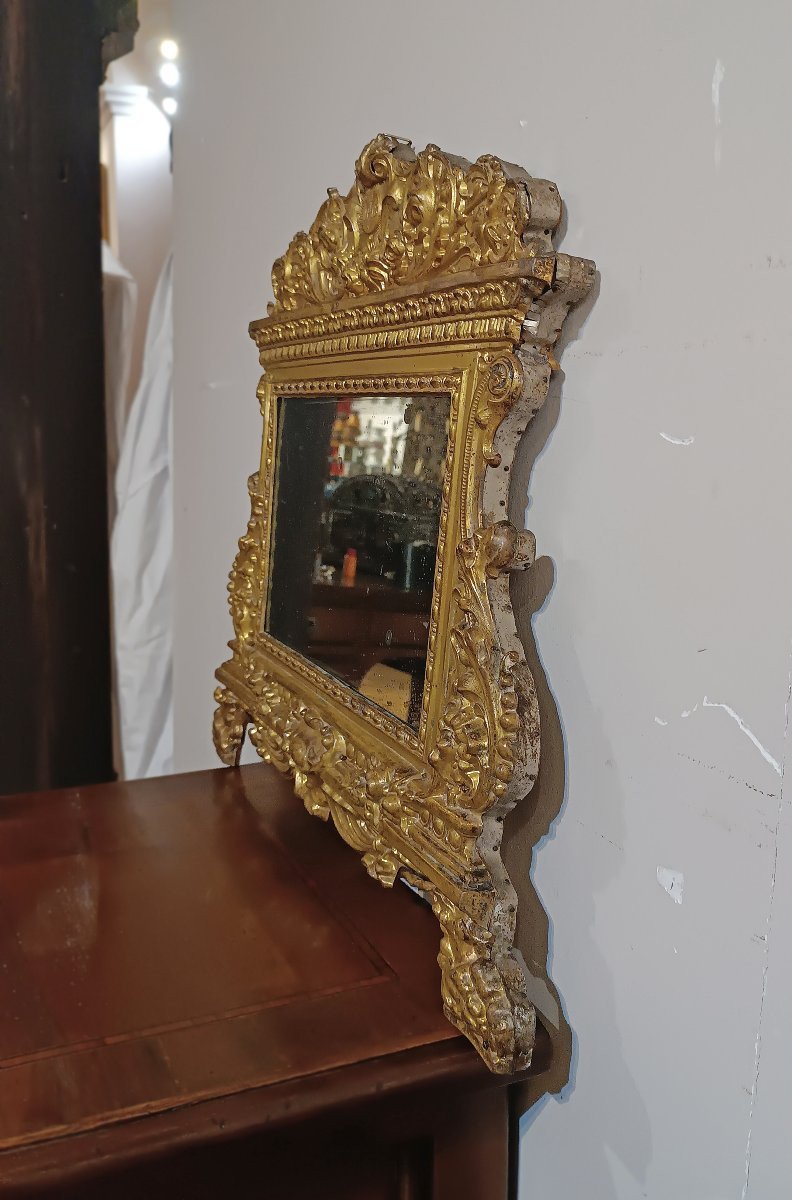 PICCOLA SPECCHIERA IN LAMINA OTTONE DORATO FINE XVIII SECOLO-photo-3