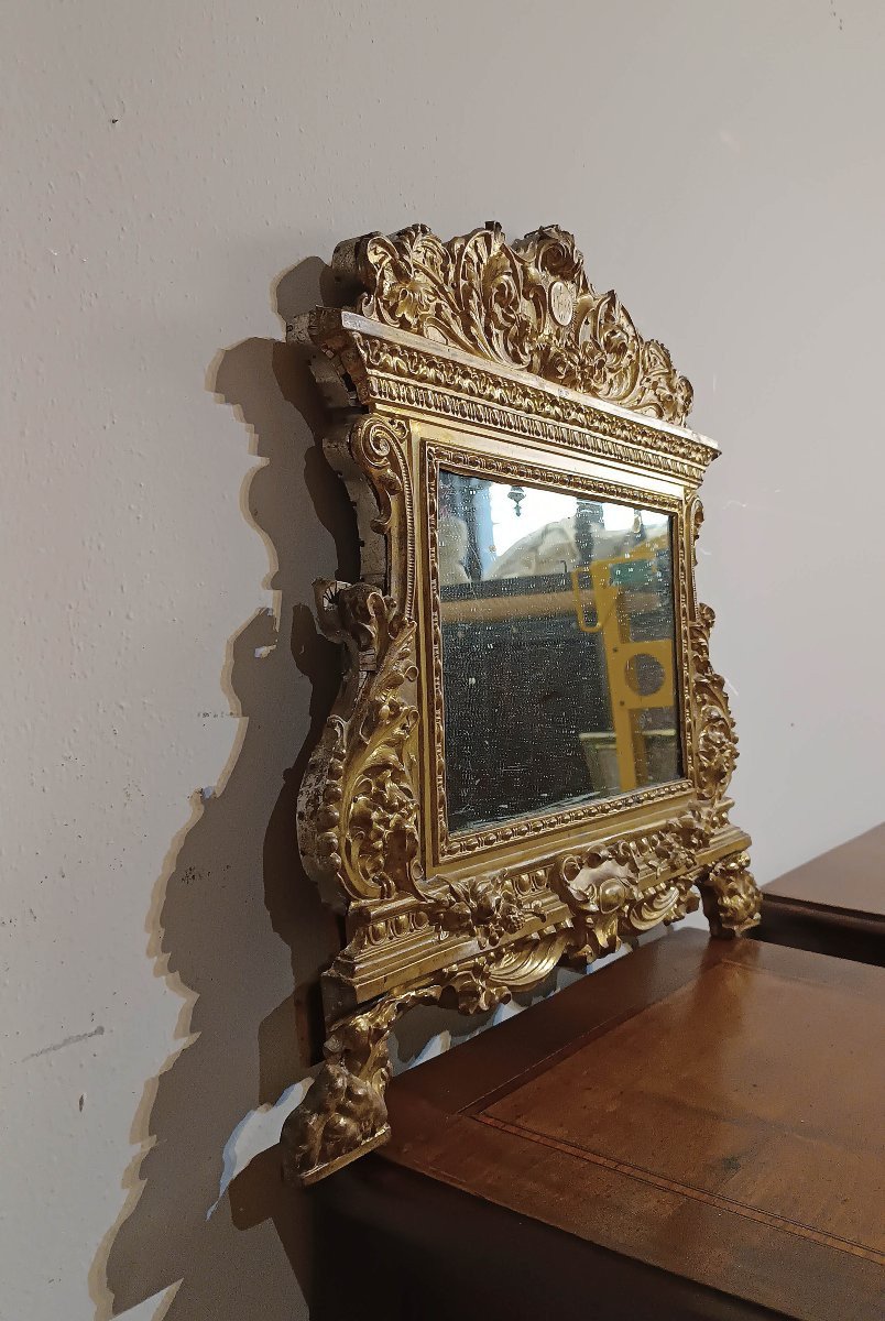PICCOLA SPECCHIERA IN LAMINA OTTONE DORATO FINE XVIII SECOLO-photo-4