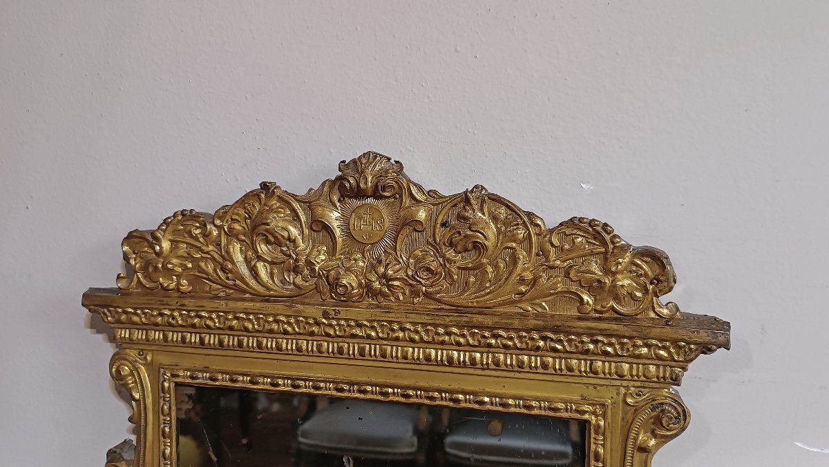 PICCOLA SPECCHIERA IN LAMINA OTTONE DORATO FINE XVIII SECOLO-photo-3