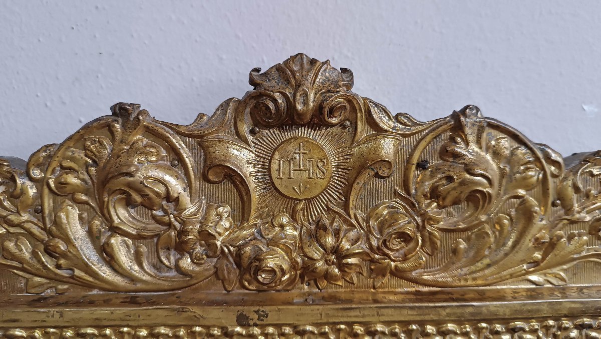 PICCOLA SPECCHIERA IN LAMINA OTTONE DORATO FINE XVIII SECOLO-photo-4