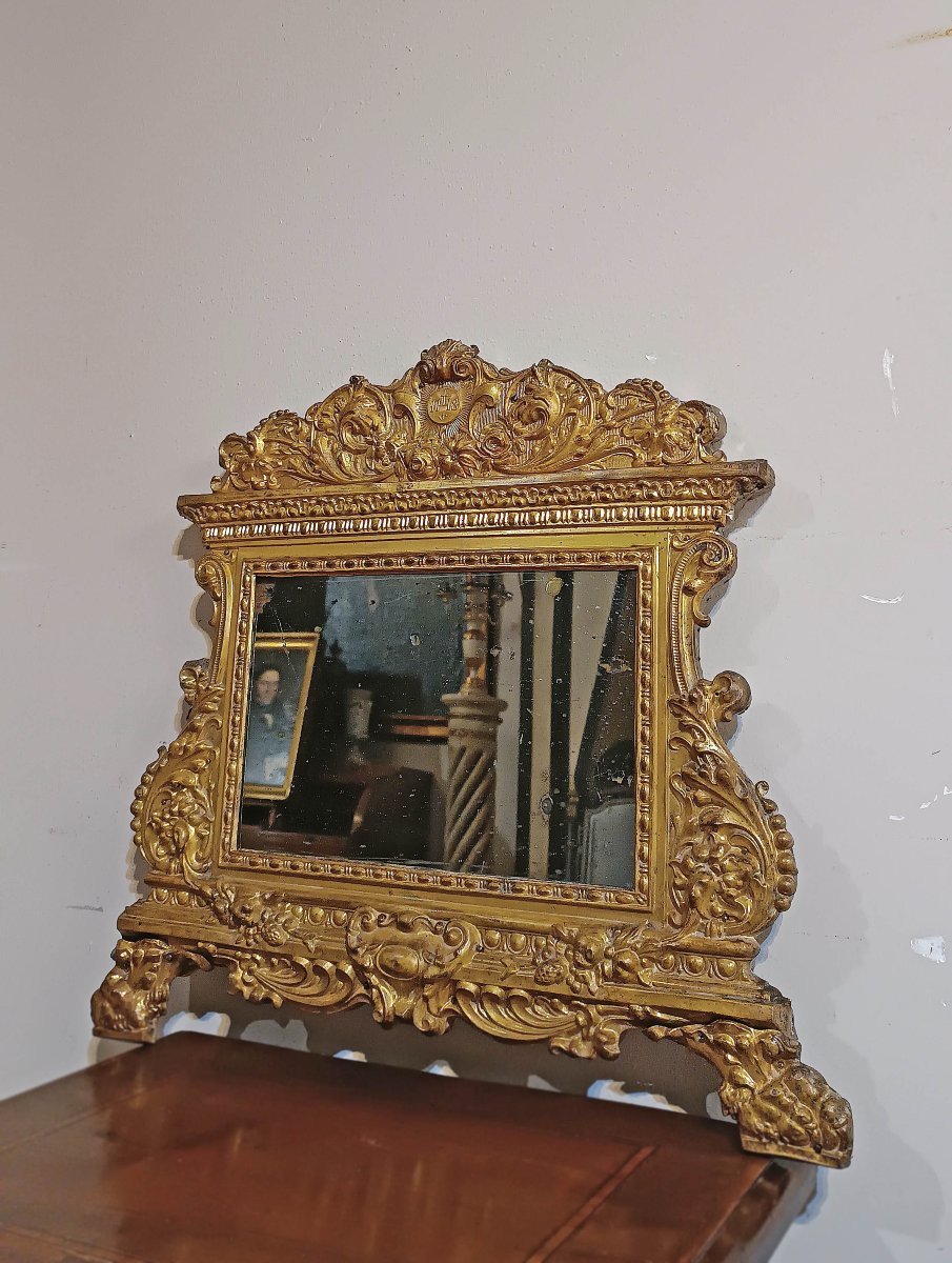 PICCOLA SPECCHIERA IN LAMINA OTTONE DORATO FINE XVIII SECOLO-photo-5