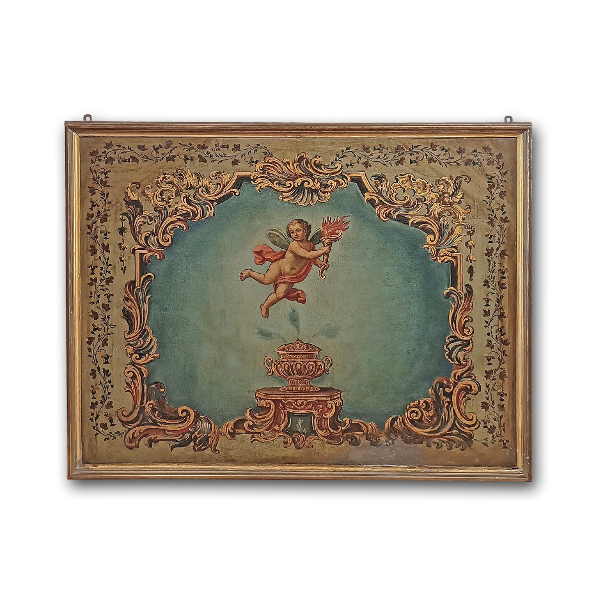 DIPINTO CON ALLEGORIA DI PUTTO ALATO FINE XVIII SECOLO