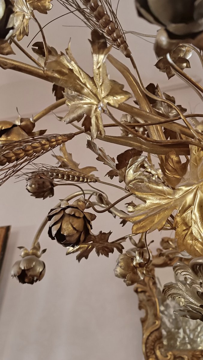 LAMPADARIO IN BRONZO E OTTONE DORATO PRIMI XX SECOLO -photo-1