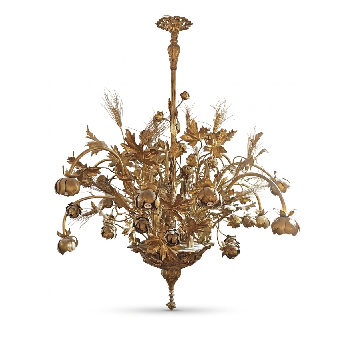 LAMPADARIO IN BRONZO E OTTONE DORATO PRIMI XX SECOLO 