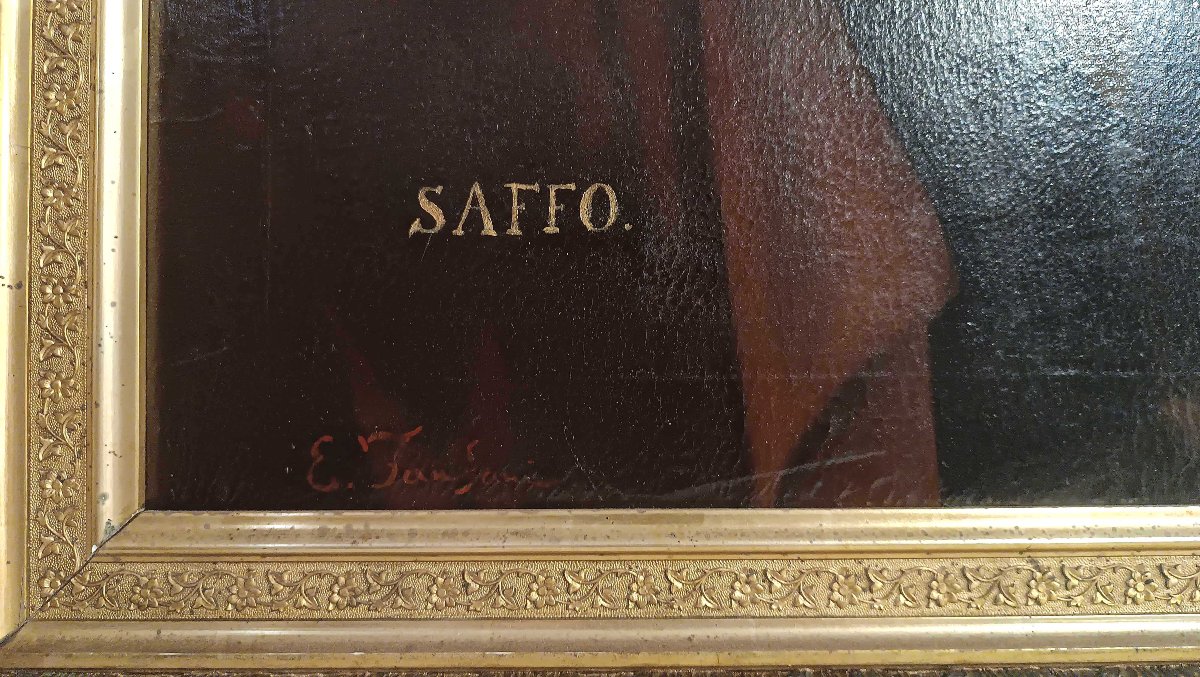 DIPINTO DELLA POETESSA SAFFO DI ENRICO FANFANI META’ XIX SECOLO -photo-4