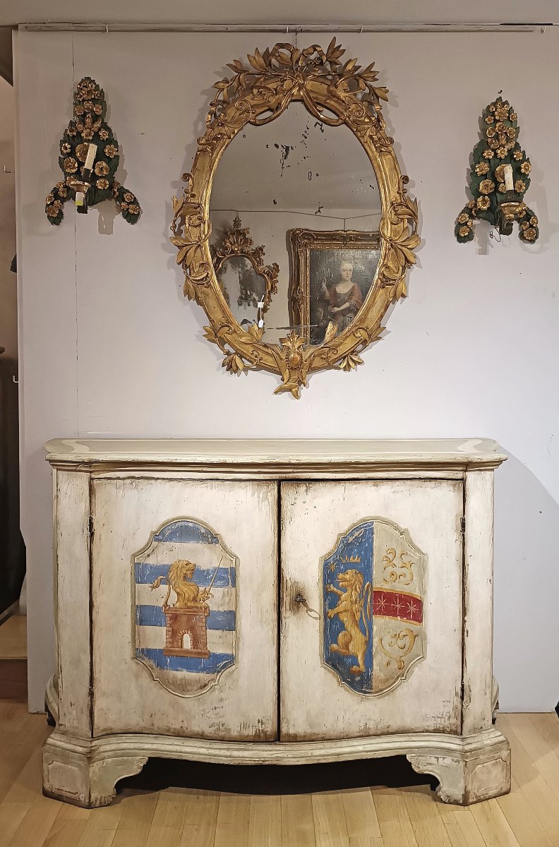 CREDENZA DIPINTA CON STEMMI FINE XVII-INIZI XVIII SECOLO -photo-6