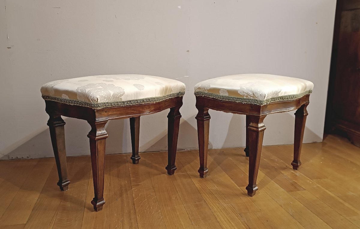 COPPIA DI SGABELLI IN STILE NEOCLASSICO PRIMI DEL XIX SECOLO-photo-2