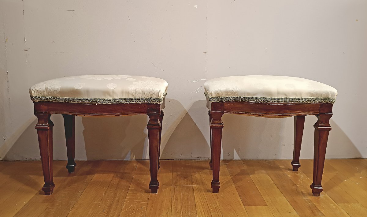 COPPIA DI SGABELLI IN STILE NEOCLASSICO PRIMI DEL XIX SECOLO-photo-4