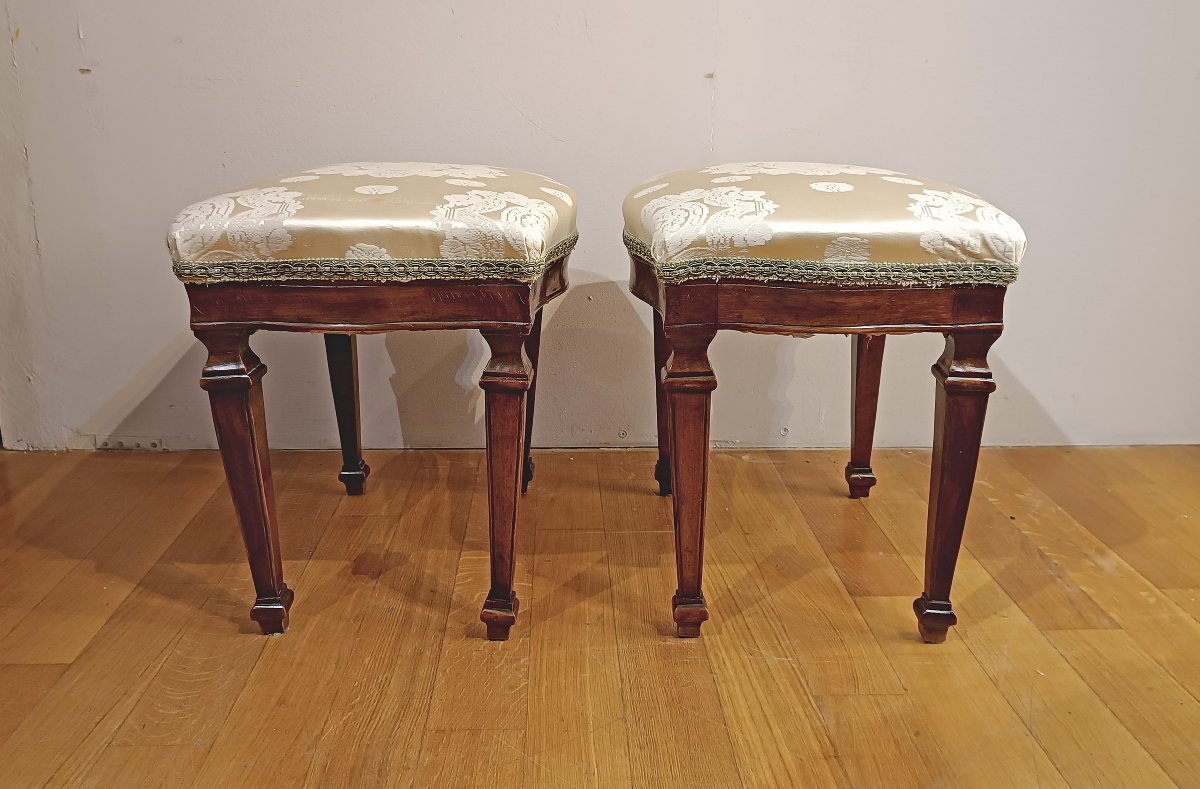 COPPIA DI SGABELLI IN STILE NEOCLASSICO PRIMI DEL XIX SECOLO-photo-1