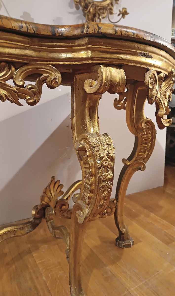 CONSOLLE LUIGI XV IN LEGNO DORATO META’ XVIII SECOLO -photo-7