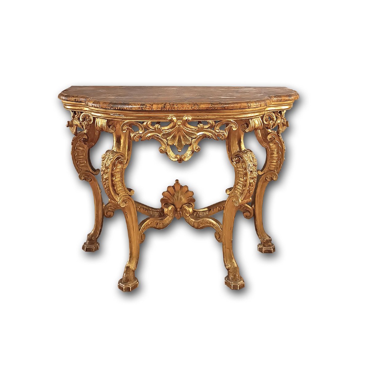 CONSOLLE LUIGI XV IN LEGNO DORATO META’ XVIII SECOLO 
