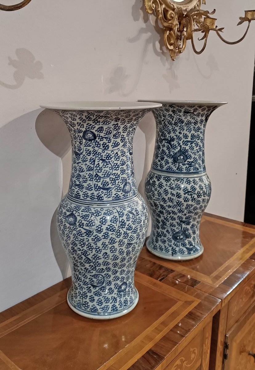COPPIA DI VASI CHING A DECORI BLU FINE XIX-INIZIO XX SECOLO -photo-2