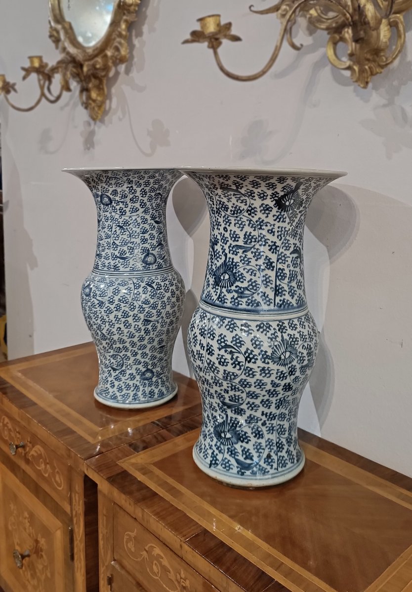 COPPIA DI VASI CHING A DECORI BLU FINE XIX-INIZIO XX SECOLO -photo-3
