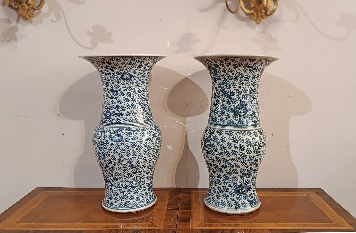 COPPIA DI VASI CHING A DECORI BLU FINE XIX-INIZIO XX SECOLO -photo-4