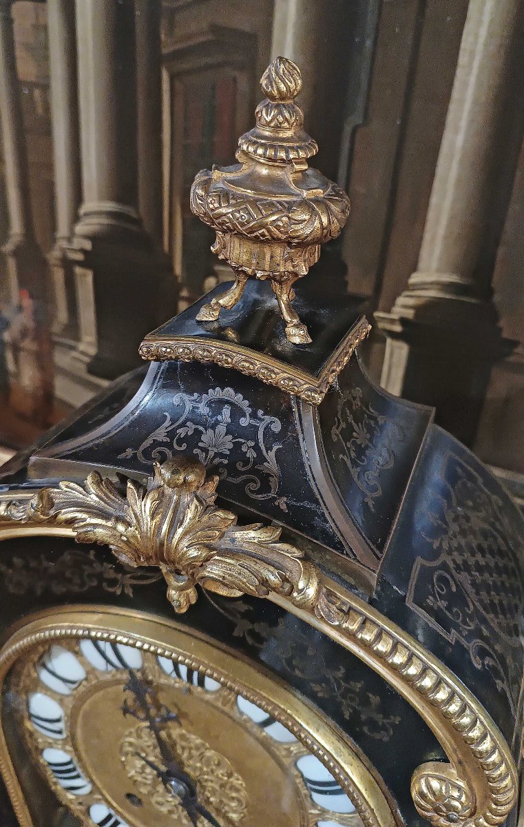 OROLOGIO STILE LUIGI XV IN BRONZO DORATO E INTARSI META’ DEL XIX SECOLO -photo-8