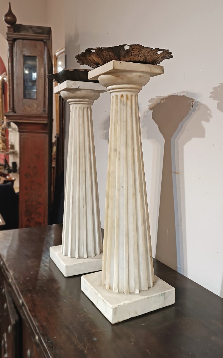 COPPIA DI CANDELABRI IN MARMO SECONDA META’ XVIII SECOLO-photo-3