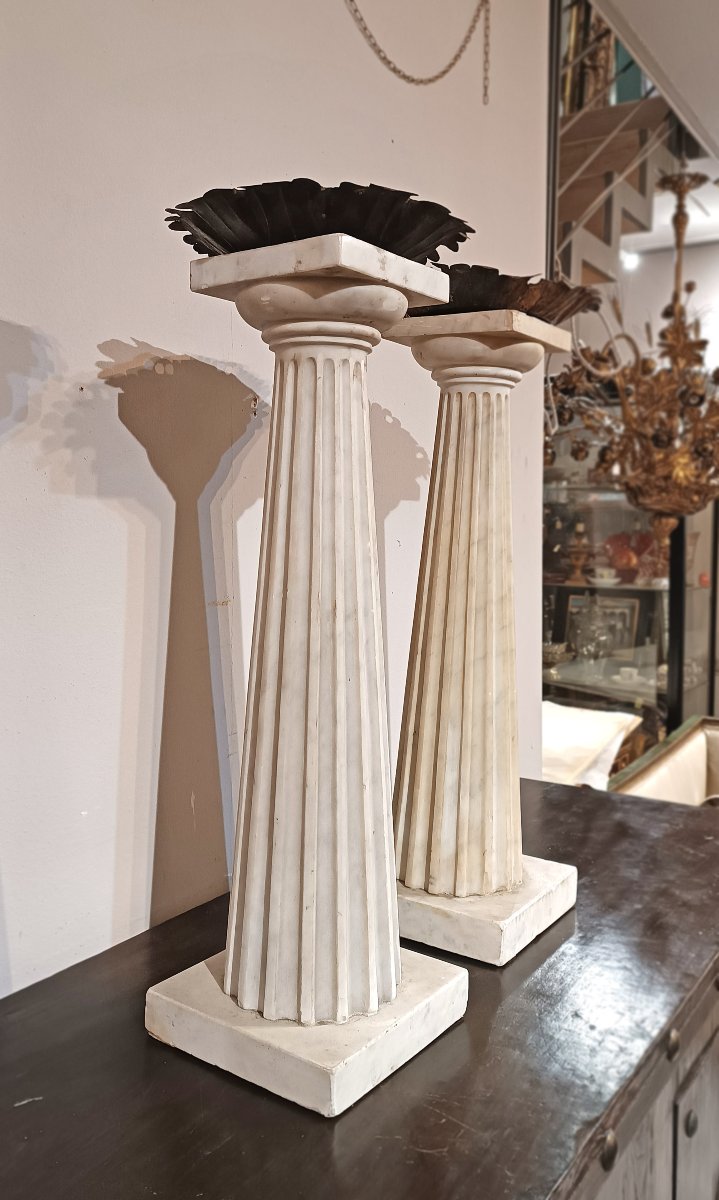 COPPIA DI CANDELABRI IN MARMO SECONDA META’ XVIII SECOLO-photo-4