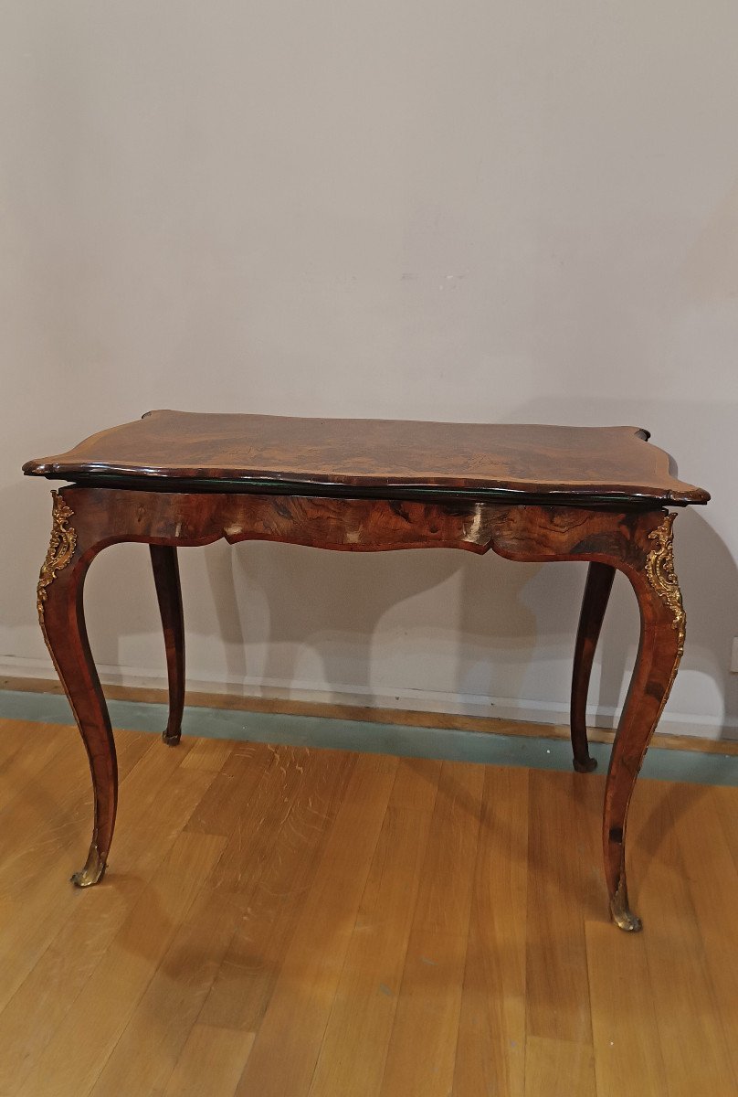 TAVOLINO DA GIOCO IN RADICA DI NOCE PRIMI XIX SECOLO-photo-4
