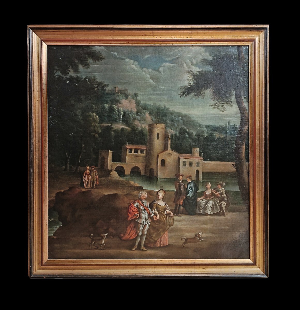 DIPINTO PAESAGGIO CON FIGURE FINE XVIII SECOLO -photo-3