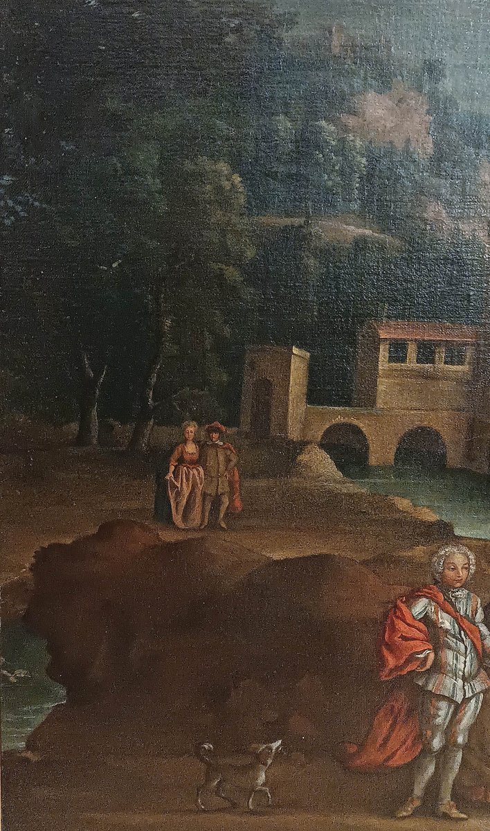 DIPINTO PAESAGGIO CON FIGURE FINE XVIII SECOLO -photo-5
