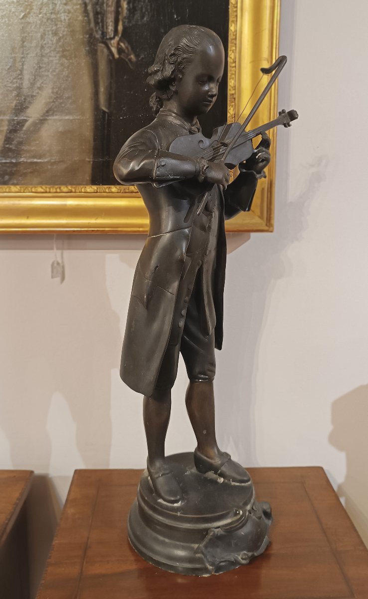 SCULTURA IN BRONZO RITRATTO DI MOZART FINE XIX SECOLO -photo-3