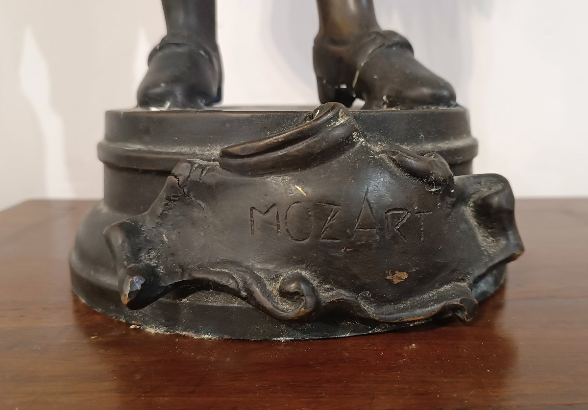 SCULTURA IN BRONZO RITRATTO DI MOZART FINE XIX SECOLO -photo-3