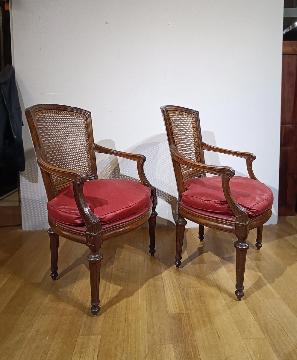 COPPIA DI POLTRONE NEOCLASSICHE FINE XVIII SECOLO-photo-2
