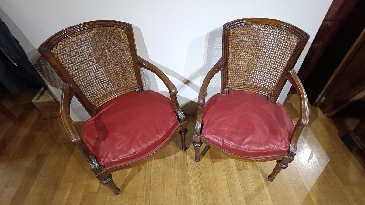 COPPIA DI POLTRONE NEOCLASSICHE FINE XVIII SECOLO-photo-1