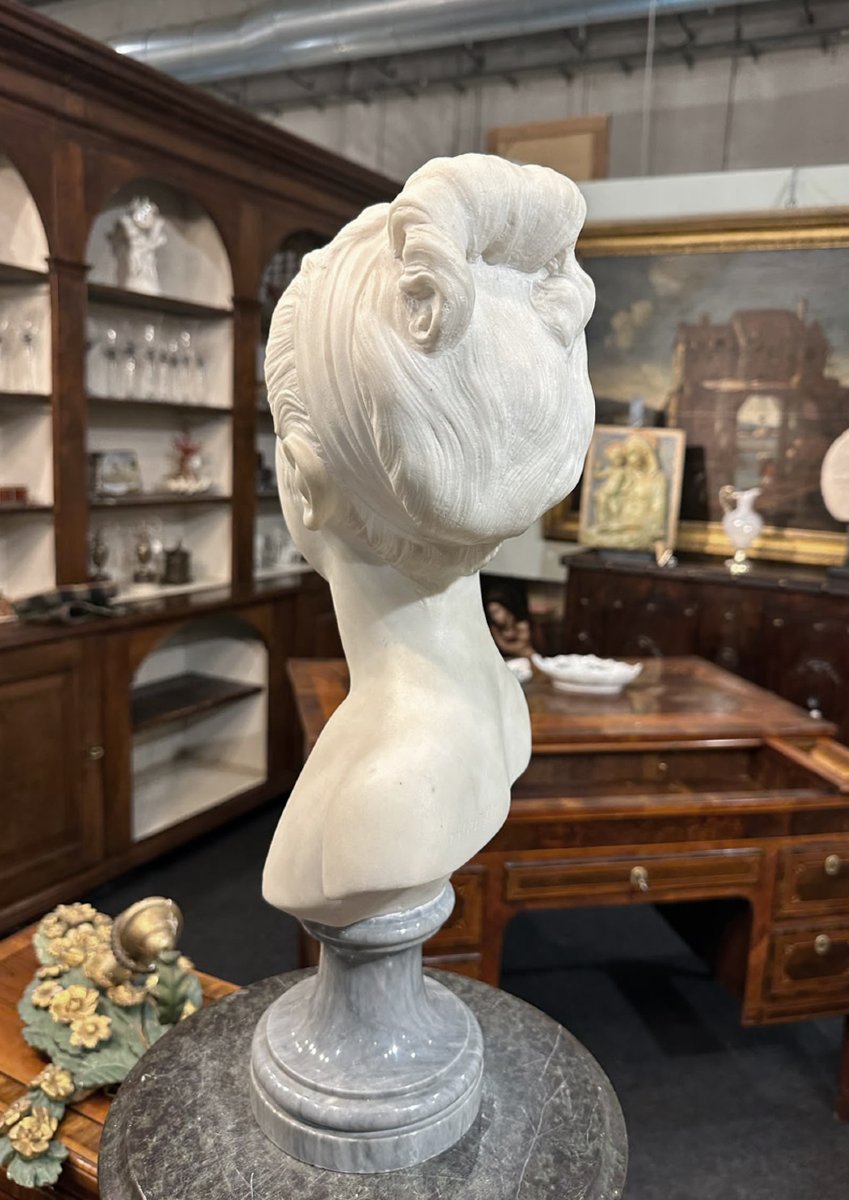 BUSTO DI GIOVANE IN MARMO PRIMI DEL XIX SECOLO-photo-2