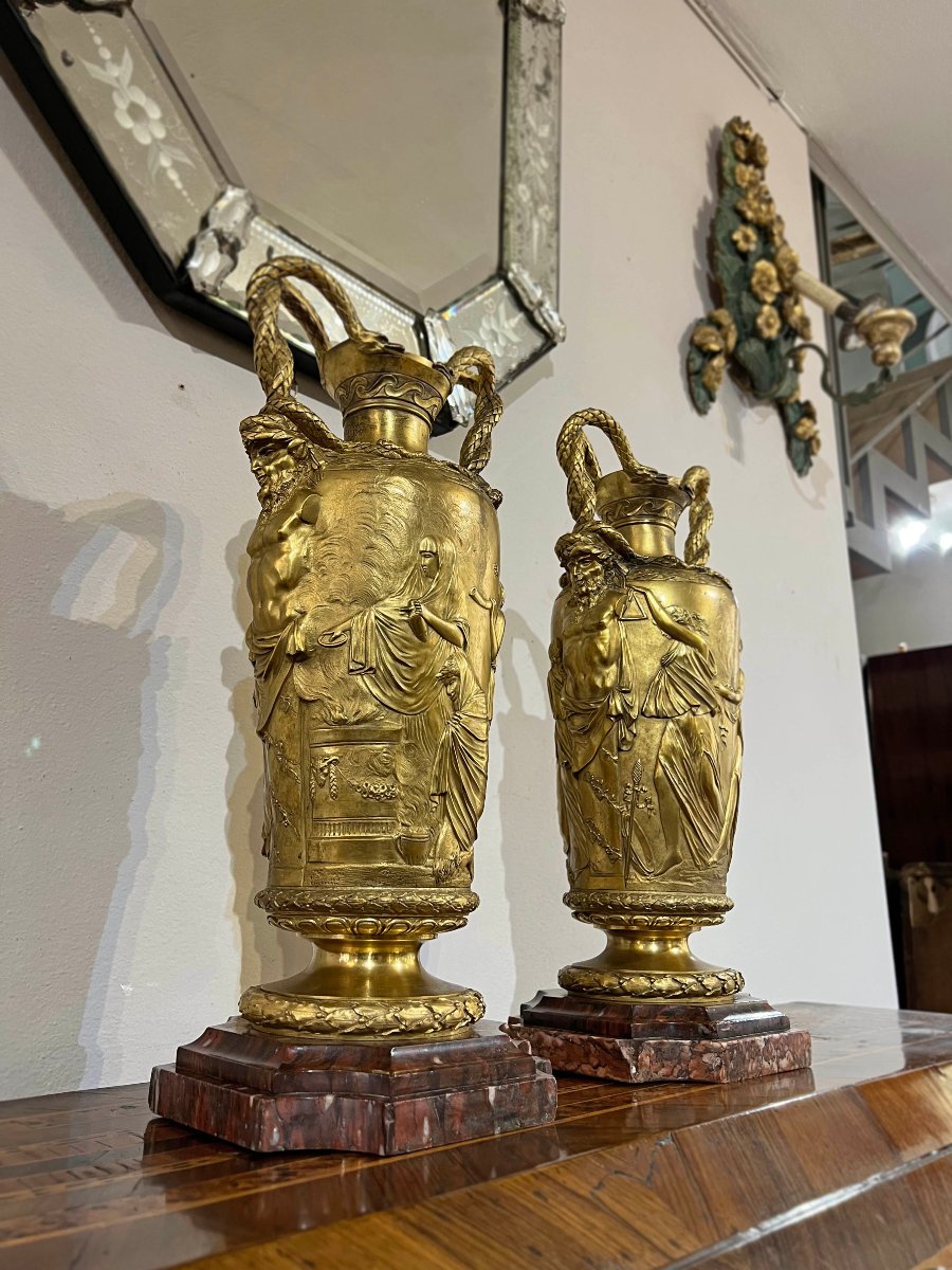 COPPIA DI VASI BARBEDIENNE IN BRONZO PRIMA META’ XIX SECOLO -photo-3