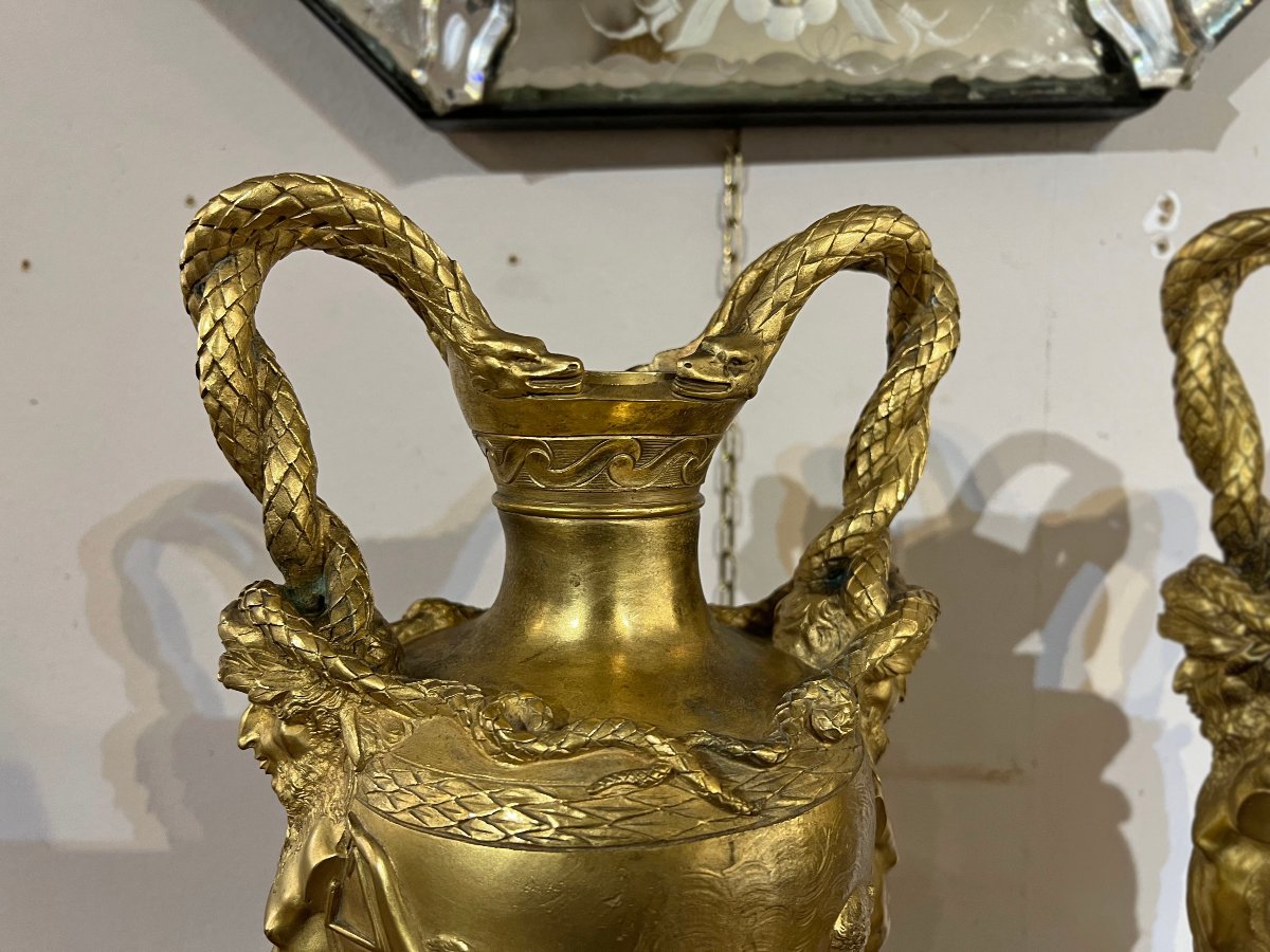 COPPIA DI VASI BARBEDIENNE IN BRONZO PRIMA META’ XIX SECOLO -photo-1