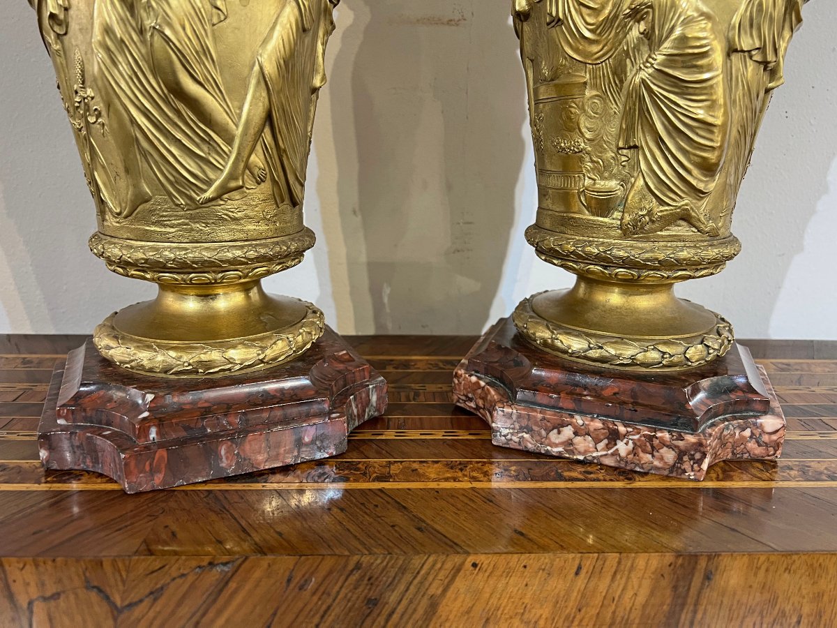 COPPIA DI VASI BARBEDIENNE IN BRONZO PRIMA META’ XIX SECOLO -photo-2