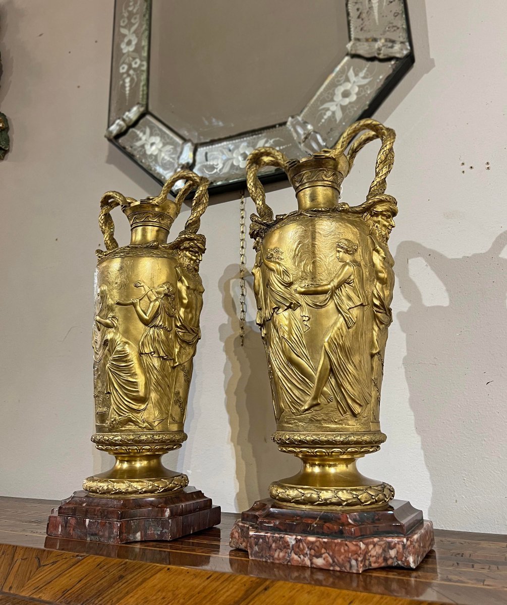COPPIA DI VASI BARBEDIENNE IN BRONZO PRIMA META’ XIX SECOLO -photo-8