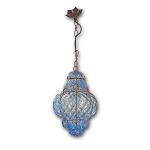 LAMPADA IN VETRO BLU DI MURANO PRIMI DEL XX SECOLO