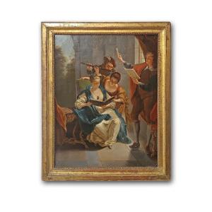 DIPINTO CON PICCOLO CONCERTO META’ XIX SECOLO 