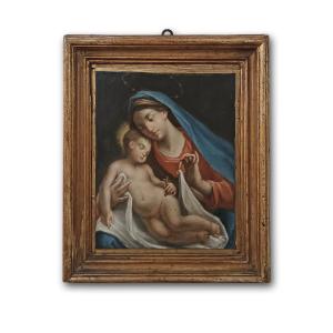 DIPINTO CON MADONNA E BAMBINO FINE XVIII SECOLO 