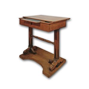 TAVOLINO IN CILIEGIO CON PIANO SCORREVOLE PRIMA META’ XIX SECOLO 